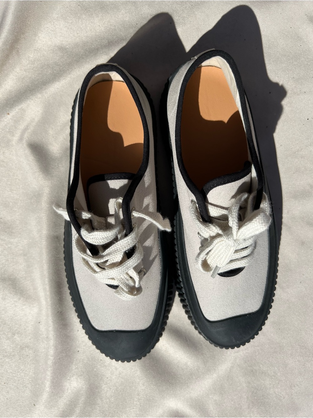 Canvas Lace-Up Men's Sneakers in White and Black